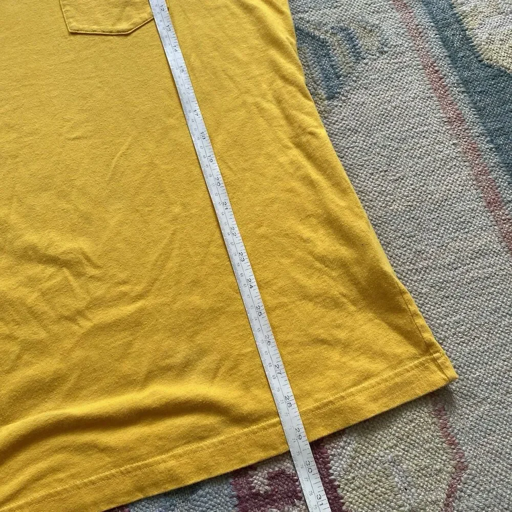 Y2K Nike Yellow Pocket T Shirt Vertical Racing Stripe Vintage XL V Neck